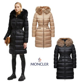レディース ダウンジャケット MONCLER モンクレール Boedic Hooded Shearling-Trimmed Long Down Jacket