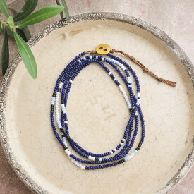 CHAN LUU x Ethical Fashion Initiative シードビーズ 2WAY 5連ラップブレスレット／ネックレス INDIGO