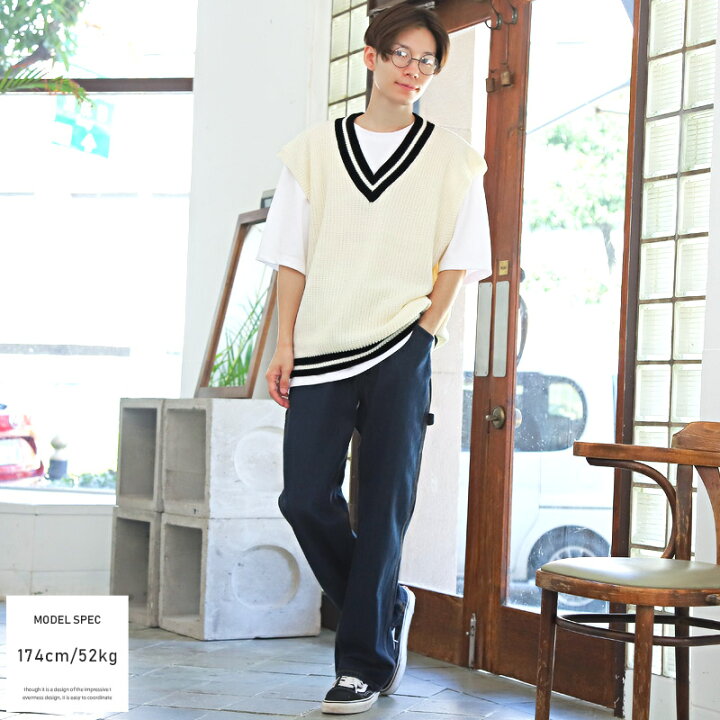 楽天市場 ベスト メンズ ニット ニットベスト チルデンニット Vネック 畦編み 畦編みチルデンニットベスト メンズベスト ニットソー セーター リブライン ビッグシルエット ルーズ 制服 学生 スクール カジュアル ストリート ビター系 Bitter 0952 ラグスタイル