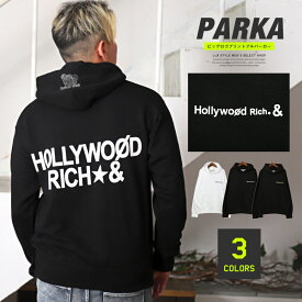 ▲送料無料▲ パーカー メンズ スウェット ビッグシルエット ロゴ【Hollywood rich.&ビッグロゴプリントプルパーカー】メンズパーカー プルオーバー バックプリント テディベア クマ ドロップショルダー フード ルーズ aa-0247