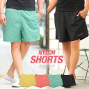 ▲送料無料▲ ショートパンツ メンズ ナイロンパンツ ショート丈【Hollywood rich.& ナイロンショーツ】メンズパンツ ショーツ イージーパンツ 膝上 ロゴ 刺繍 カラフル ワンポイント ルームウェア ジム アウトドア ビター系 BITTER aa-0788