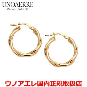 ウノアエレ UNOAERRE K18イエローゴールド デザインフープピアス  