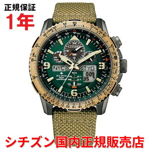 【国内正規品】 シチズン プロマスタースカイ エコドライブ電波時計 ワールドタイム CITIZEN PROMASTER SKY 45.4mm メンズ 腕時計 ウォッチ ソーラー ナイロンベルト グリーン文字盤 緑 JY8074-11X