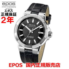国内正規品 EPOS エポス メンズ 腕時計 自動巻 スポーティブ Sportive ブラック文字盤 黒 革ベルト レザー 3443BK