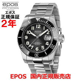 国内正規品 EPOS エポス メンズ 腕時計 自動巻き Sportive Diver スポーティブ ダイバー ブラック文字盤 黒 チタンブレスレット 3504TIBKM