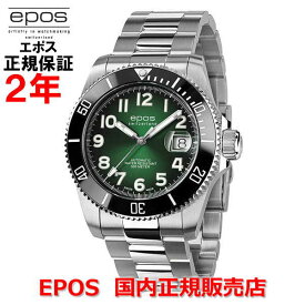 国内正規品 EPOS エポス メンズ 腕時計 自動巻き Sportive Diver スポーティブ ダイバー グリーン文字盤 緑 チタンブレスレット 3504TIGRM