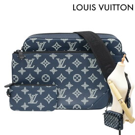 【返品OK】【新品同様】【中古Aランク】LOUIS VUITTON ルイヴィトン ヴィトン モノグラムシャドウ トリオメッセンジャー ショルダーバッグ M24753 ネイビー RFID反応あり メンズ 激安 最安 本物 正規品保証