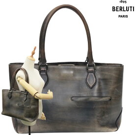 【返品OK】ベルルッティ Berluti カリグラフィ トゥジュール レザー トートバッグ【中古】激安 最安 本物 正規品保証