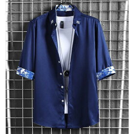 春夏 薄手 接触冷感 夏 夏用 ひんやり 接触冷感 メンズ カジュアルシャツ 夏 紳士 シャツ 涼しい 冷感 夏服 メンズ シャツ アイスシルク シャツ ゆったり 大きいサイズ 七分袖 シャツ 春服 七分袖シャツ