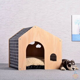 犬 猫 ペット ハウス ベッド ペットハウス 犬 木目調 洗える ペットハウス ペットベッド クッション 簡単組立 室内用 ねどっこ 小型犬 おしゃれ かわいい