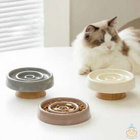 早食い防止 食器 猫 犬 フードボウル 陶器 木製 食器台付き ペット食器 おしゃれ ペット用 セラミック 餌入れ エサ入れ えさ ボウル お皿 ご飯皿 ネコ 小型犬 可愛い 雑貨 ボウル ねこ 負担軽減 犬猫 犬用 送料無料