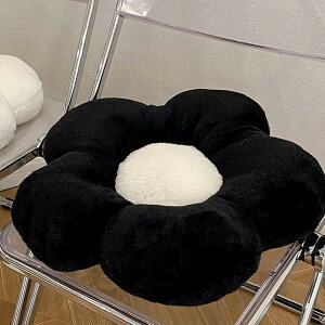 花柄 座布団 シートクッション ふわふわ 座り心地いい 柔らかい 厚め 体圧分散 持ち運び かわいい INS風 リビング 車 オフィス 喫茶店 バルコニー 抱き枕 直径48cm 四季通用 ブラック