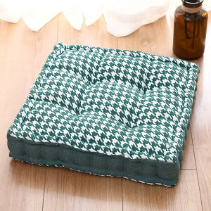 座布団 フロアクッション 厚さ10cm 椅子用 高反発 正方形 直径43cm 体圧分散 お尻に優しい 紐付き 千鳥格子 北欧 おしゃれ オールシーズン 車 座禅 和室 オフィス 在宅勤務 持ち運び ク