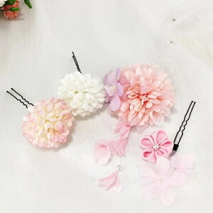 七五三 髪飾り 卒園式 子供 アクセサリー 4点セット ヘアアクセサリー女の子 3歳 キッズ 髪飾り女の子 7歳 3歳 子供 キッズ 髪飾り パッチンピンお祭り成人式 卒業式 袴 祭り 着物 浴衣 ゆかた