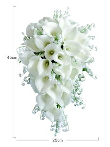 約25*45cm ブーケ 造花 ウェディング オランダカイウ 造花/ブライダルブーケ/トスブーケ 【造花・ウェディングブーケ・ブライダルブーケ・ウエディングブーケ・ブーケ】花嫁 写真撮り 結婚