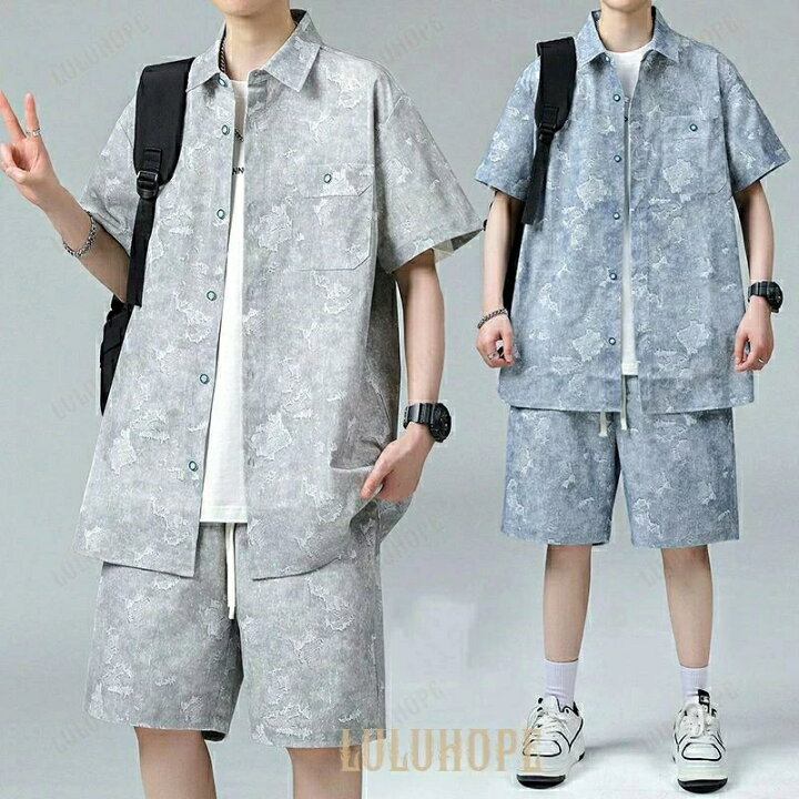 楽天市場】上下セット メンズ ペイズリー柄 セットアップ 柄シャツ 