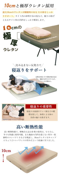 楽天市場】インフレーターマット ダブル 10cm 防災キャンプマット 