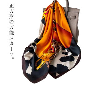 大判 正方形 高級感 レディース スカーフ 上品 バッグチャーム 総柄 ストール シルク調 90cm ヘアクセサリー ストール バッグスカーフ ハンダナスカーフ