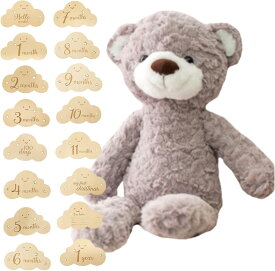 ぬいぐるみ 木製 マンスリーカード(雲型) セット 動物 アニマル ふわふわ もこもこ おもちゃ ファーストトイ レターバナー(くま)