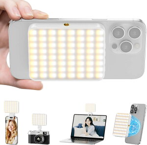 スマホライト 自撮りライト クリップライト マグネット機能 撮影用ライト LEDビデオライト 3色モード 色温度 3000K-6500K カメラライト 補助照明 高輝度 LEDライト 小型ビデオライト 配信用ライ