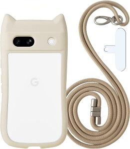 Pixel 8a ケース クリア 猫耳 グーグルピクセル8a ショルダー ストラップ付き 8a 可愛い おしゃれ pixel8a ケース 透明 耐衝撃 韓国 クリアケース スマホカバー ピクセル8a 肩掛け 首掛け スマホケ