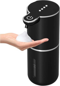 【100円クーポンあり】ソープディスペンサー ハンドソープ 自動 泡 吐出量4段階調整 400ml 壁掛け 卓上 ノータッチ オートディスペンサー IPX5防水 高感度センサー ディスペンサー 細かい泡 充