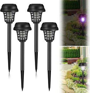 【100円クーポンあり】電撃殺虫器 ソーラー充電式 殺虫灯 屋外 UV誘引式 蚊取り器 虫除け 捕虫器 防水 防塵 IP65 静音設計 電源不要 省エネ 自動点灯 殺虫&照明両用 置く 吊り下げる 地面に挿