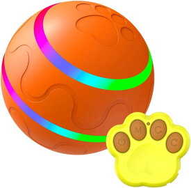 【P5倍！お買い物マラソン】電動猫用おもちゃ スマートローリングボール ペット猫犬用 インタラクティブ退屈しのぎおもちゃ 光るバウンスボール ジャンピングボール (オレンジ色)