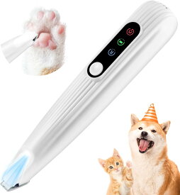 ペット用バリカン - 犬 猫 バリカン LEDライト付き USB-C充電 足裏・肉球・耳裏・顔周り・お尻周り 犬用 猫用 部分カット 自宅トリミング 小型・軽量・低騒音・低振動 コードレス （ホワイト）