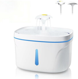 【最大半額！今日限り100円クーポンあり】猫 水飲み器 ペット用自動給水器 猫 犬 給水器 犬 みずのみ器 循環式 2.5L大容量 静音ポンプ LEDライト付き 水量目視可能 組み立て簡単 お手入れ簡単 犬猫用水飲み器 飲水量アップ お留守番対応 ペット用品 (ホワイト)