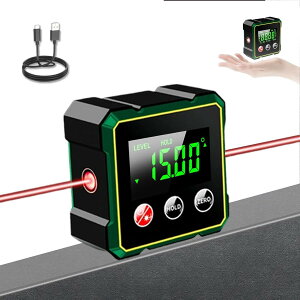 デジタル水平器 角度測定器 傾斜計 LCD液晶画面 バックライト付き USB充電式 アルミ 防水 小型 軽量 読みやすい DIY 大工 工具