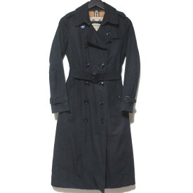 【中古】 クリーニング済 美品 BURBERRY バーバリー THE CHELSEA チェルシー 裏地ノバチェック柄 ロング丈 トレンチコート UK4 ネイビー レディース Luxs ブランド古着のリュクス