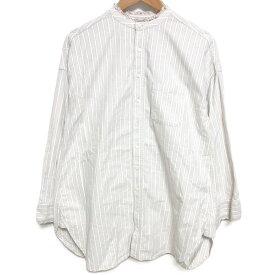 【中古】美品 23AW nest Robe ネストローブ 起毛オックスストライプシャツ ブラウス 01233-1032 オーバーサイズ F ベージュ系 レディース Luxs ブランド古着のリュクス