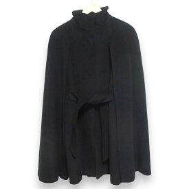 【中古】 良品 SPORTMAX MaxMara スポーツマックス マックスマーラ ウール×カシミア メルトンベルテッド ポンチョ コート 42 ブラック レディース Luxs ブランド古着のリュクス