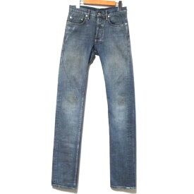 【中古】美品 08SS DIOR HOMME ディオールオム エディ期 ダメージ加工 コーティングラスター スリム デニムパンツ ジーンズ 27 インディゴブルー メンズ Luxs ブランド古着のリュクス