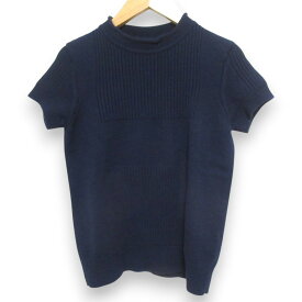 【楽天スーパーSALE30%OFF+ポイント2倍】【中古】 20AW HERMES エルメス カシミヤ100％ ショートスリーブ リブニット セーター カットソー 36 ネイビー レディース Luxs ブランド古着のリュクス