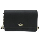 【エントリーポイント10倍】【中古】美品 kate speade ケイトスペード サフィアーノレザー フラップ チェーンショルダーバッグ ポシェット ブラック レディース Luxs ブランド古着のリュクス