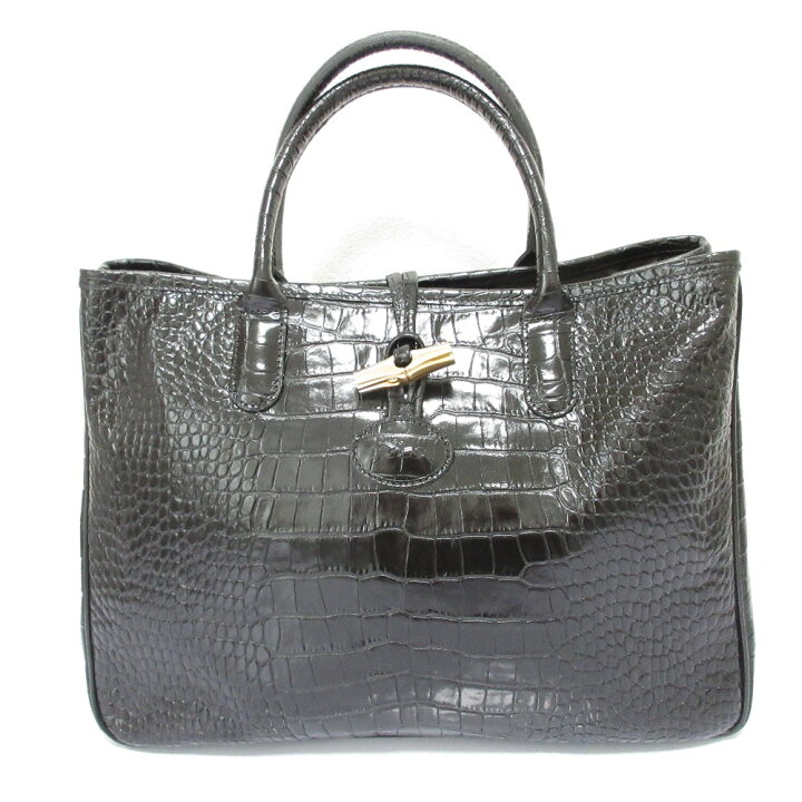 楽天市場】【中古】美品 LONGCHAMP ロンシャン ロゾ クロコ型押し 
