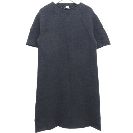 【エントリーポイント10倍】【中古】良品 HERMES エルメス ルメール期 ヤク100％ 半袖 膝下丈 ニットワンピース 36 チャコールグレー系 レディース Luxs ブランド古着のリュクス