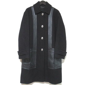 【楽天スーパーSALE30%OFF】【中古】美品 COACH コーチ 裏地シグネチャー ラムレザートリム ターンロックボタン シングル コート Sサイズ ブラック レディース Luxs ブランド古着のリュクス