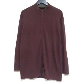 【クーポン+P2倍 1/24〜1/29】【中古】美品 Loro Piana ロロピアーナ ジップアップ スタンドカラー ハイゲージ ニット ジャケット カーディガン 54サイズ バーガンディ メンズ Luxs ブランド古着のリュクス