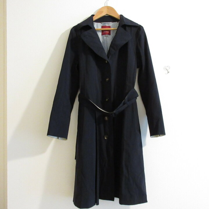美品★AMACA★アマカ★ステンカラーネイビーコート