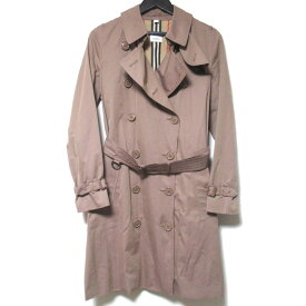 【中古】良品 BURBERRY バーバリーロンドンイングランド ノバストライプ柄 ダブルブレスト トレンチコート IT38 モカブラウン レディース Luxs ブランド古着のリュクス