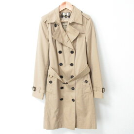 【中古】新品同様 BURBERRY バーバリー THE SANDRINGHAM 裏地ノバチェック ダブルブレスト トレンチコート 38 ベージュ レディース Luxs ブランド古着のリュクス