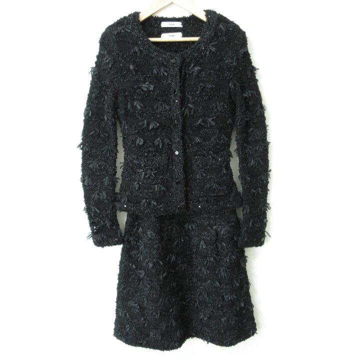 楽天市場】【中古】美品 Rene ルネ リボンツイード ノーカラー 