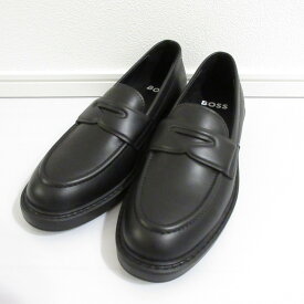 【中古】未使用 BOSS ボス レザー コインローファー モカシン 35 22cm相当 ブラック レディース Luxs ブランド古着のリュクス