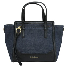 【中古】美品 Salvatore Ferragamo サルヴァトーレフェラガモ エイミー ガンチーニ 2way デニム ハンドバッグ ショルダーバッグ インディゴ レディース Luxs ブランド古着のリュクス