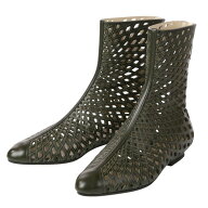 【中古】未使用 25SS GIORGIO ARMANI ジョルジオアルマーニ カットアウト レザー アンクル ブーツ サンダ…