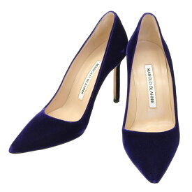【中古】美品 MANOLO BLAHNIK マノロブラニク BB90 ポインテッドトゥ ベルベット パンプス 35 1/2 約22.5cm パープル レディース Luxs ブランド古着のリュクス