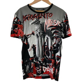 【中古】美品 DOLCE&GABBANA ドルチェ＆ガッバーナ プリント 半袖 Tシャツ カットソー 46 グレー メンズ Luxs ブランド古着のリュクス